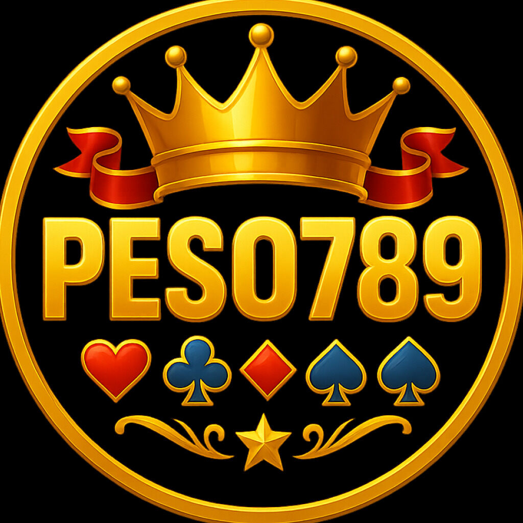 PESO789 Casino logo with golden crown, royal symbols and elegant design representing online gaming brand